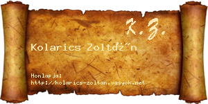 Kolarics Zoltán névjegykártya